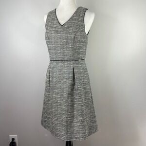 The Limited Tweed V-Neck Sheath Dress Black White Metallic Pockets Tall 6